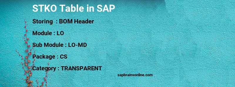 SAP STKO table