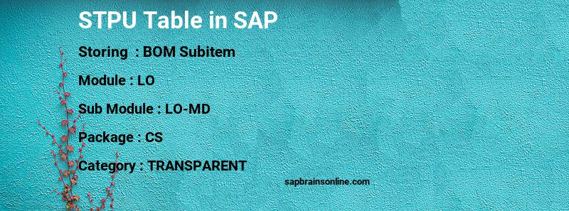 SAP STPU table