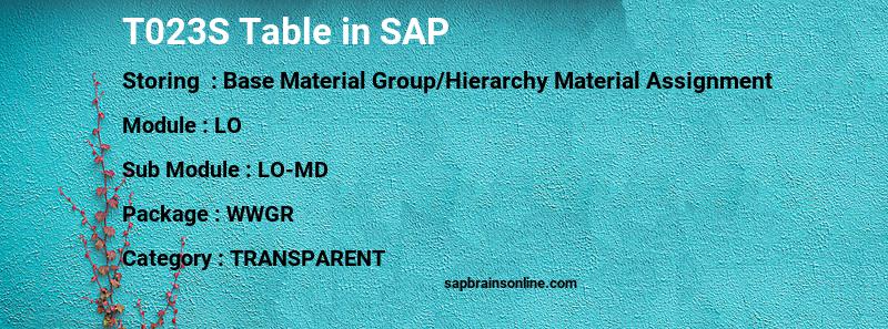 SAP T023S table