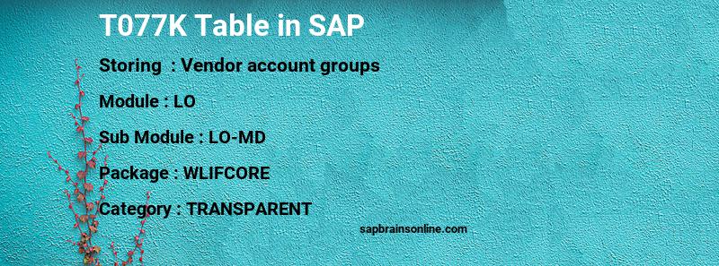 SAP T077K table