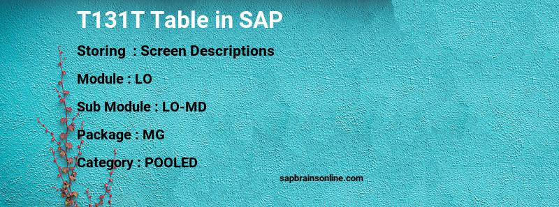 SAP T131T table