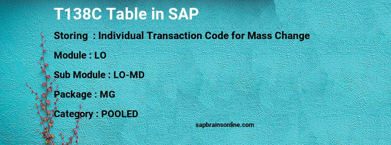 SAP T138C table