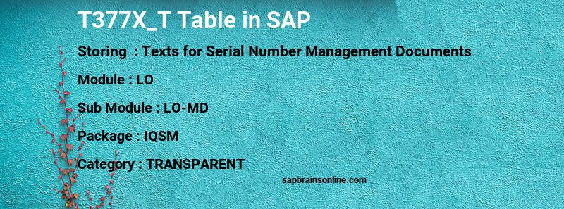 SAP T377X_T table