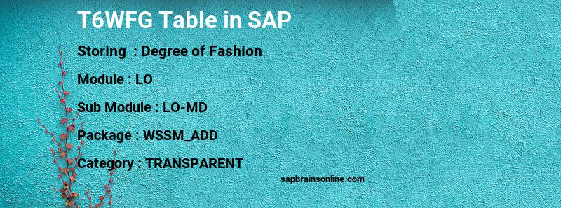 SAP T6WFG table