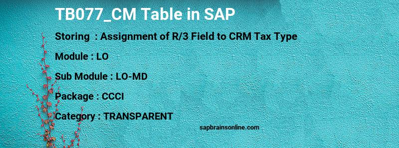 SAP TB077_CM table