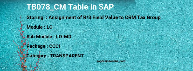 SAP TB078_CM table