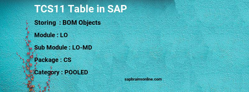 SAP TCS11 table