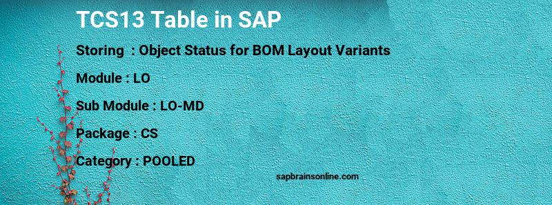 SAP TCS13 table