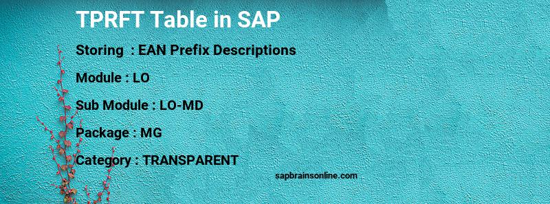 SAP TPRFT table