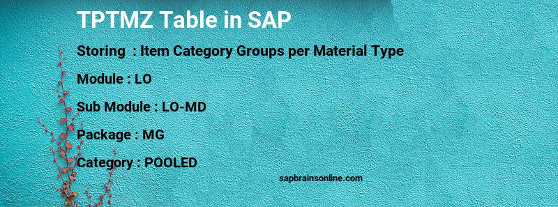 SAP TPTMZ table