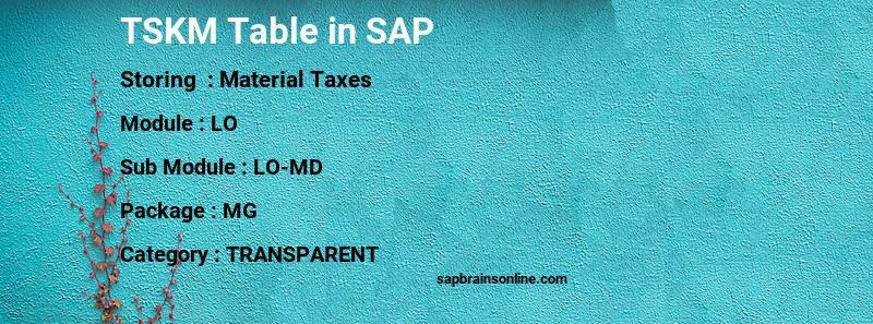 SAP TSKM table