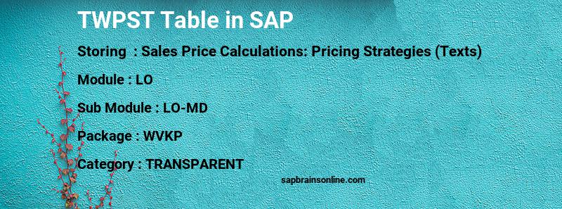 SAP TWPST table