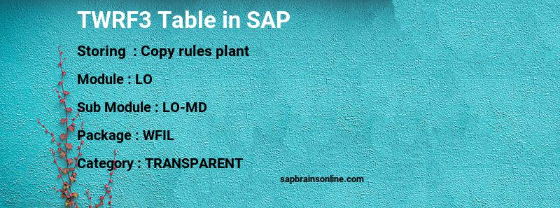 SAP TWRF3 table