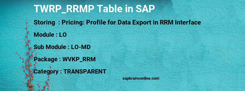 SAP TWRP_RRMP table