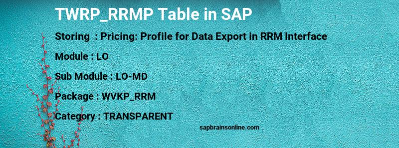 SAP TWRP_RRMP table