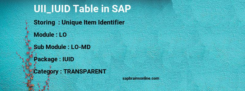 SAP UII_IUID table