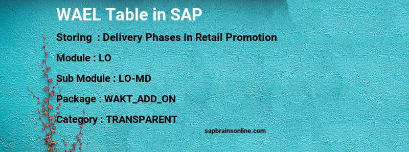 SAP WAEL table