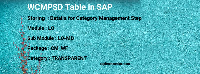SAP WCMPSD table