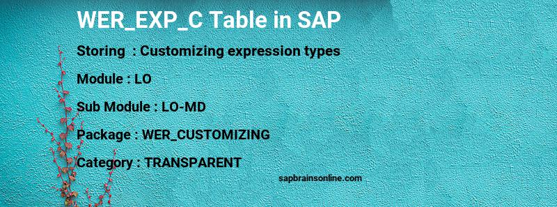 SAP WER_EXP_C table