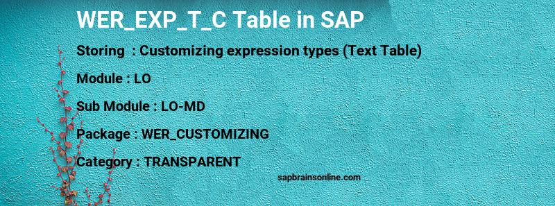 SAP WER_EXP_T_C table