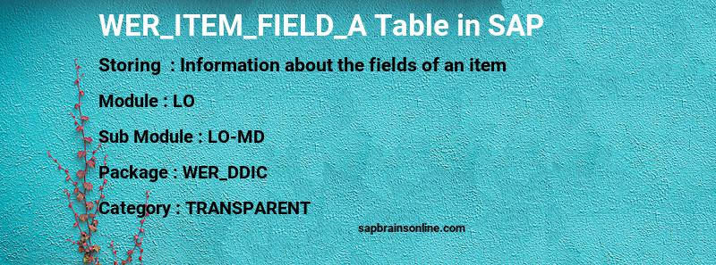 SAP WER_ITEM_FIELD_A table
