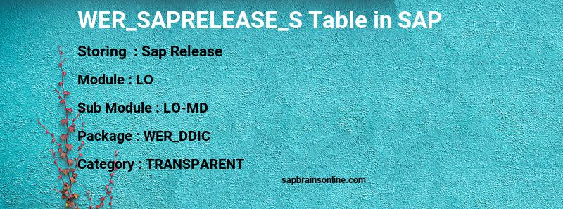 SAP WER_SAPRELEASE_S table