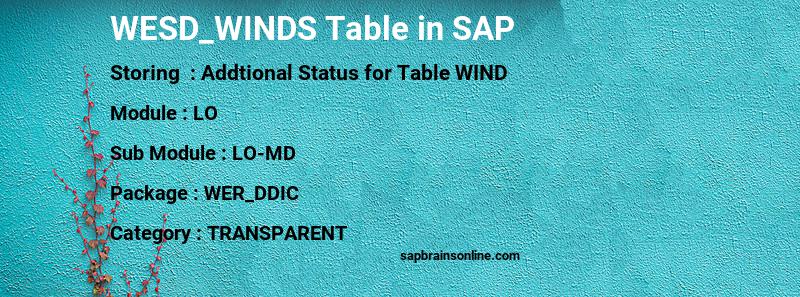 SAP WESD_WINDS table