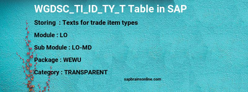 SAP WGDSC_TI_ID_TY_T table