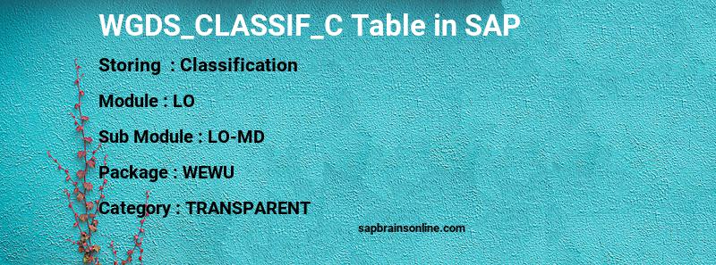 SAP WGDS_CLASSIF_C table