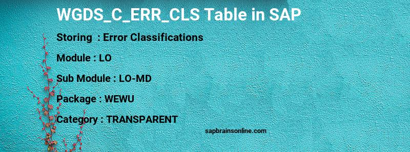 SAP WGDS_C_ERR_CLS table
