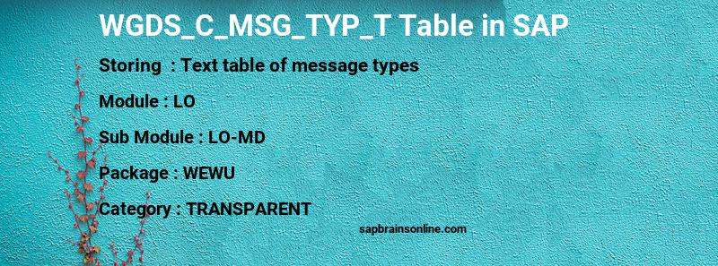 SAP WGDS_C_MSG_TYP_T table