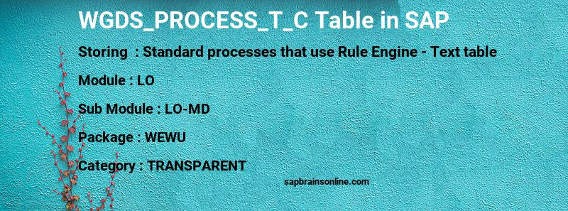 SAP WGDS_PROCESS_T_C table