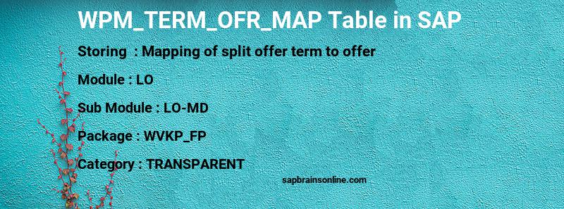 SAP WPM_TERM_OFR_MAP table