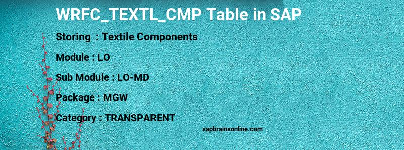 SAP WRFC_TEXTL_CMP table