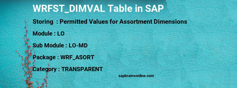 SAP WRFST_DIMVAL table