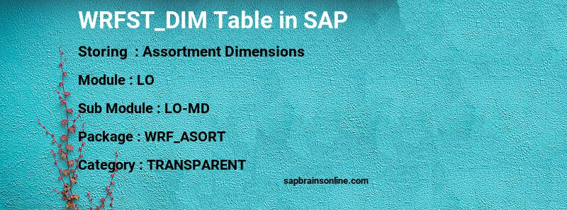 SAP WRFST_DIM table