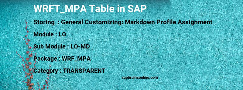 SAP WRFT_MPA table