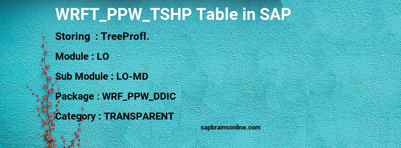 SAP WRFT_PPW_TSHP table