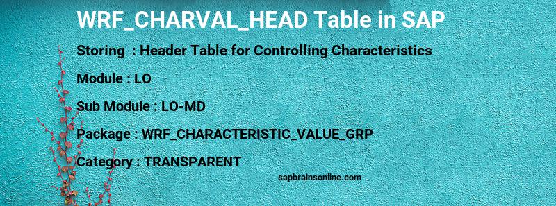 SAP WRF_CHARVAL_HEAD table
