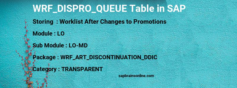 SAP WRF_DISPRO_QUEUE table