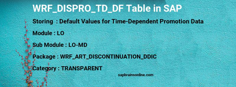 SAP WRF_DISPRO_TD_DF table