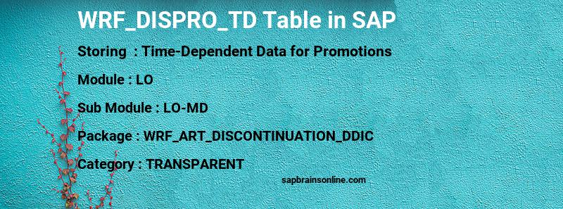 SAP WRF_DISPRO_TD table