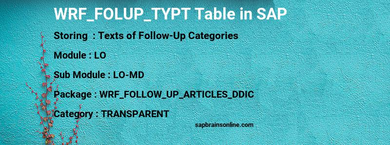 SAP WRF_FOLUP_TYPT table