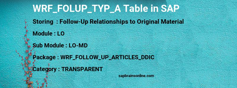 SAP WRF_FOLUP_TYP_A table