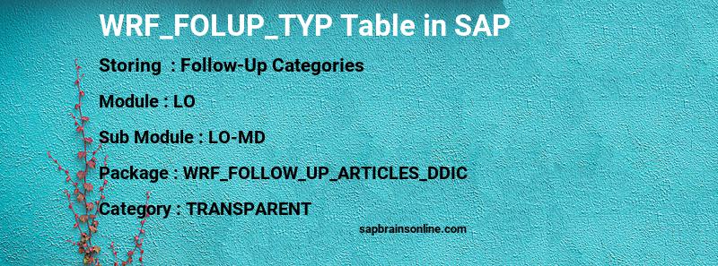 SAP WRF_FOLUP_TYP table