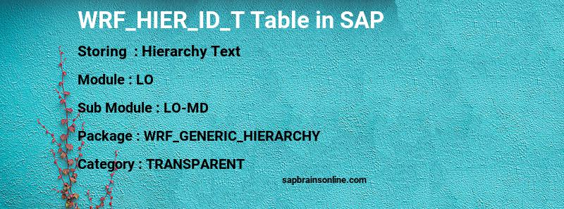 SAP WRF_HIER_ID_T table