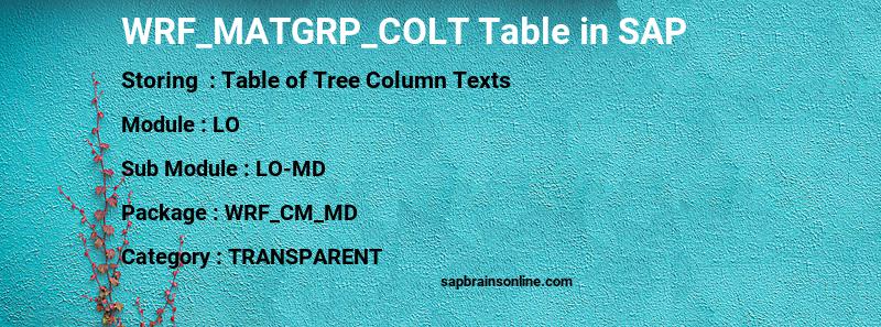 SAP WRF_MATGRP_COLT table