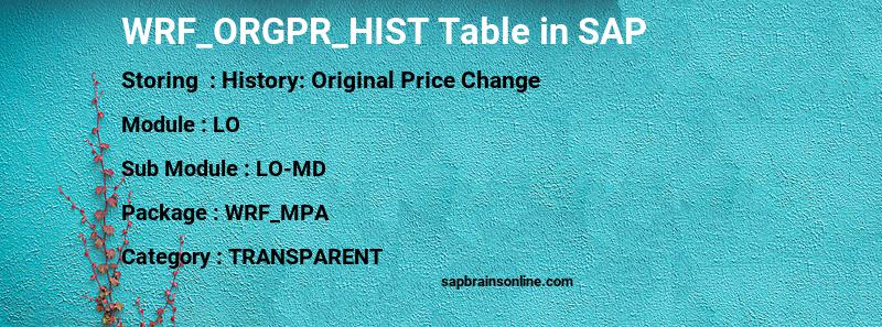 SAP WRF_ORGPR_HIST table