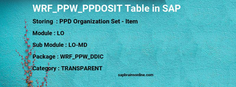 SAP WRF_PPW_PPDOSIT table