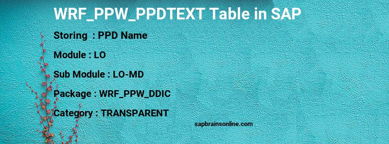 SAP WRF_PPW_PPDTEXT table